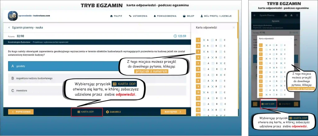 uprawnienia budowlane program karta odpowiedzi
