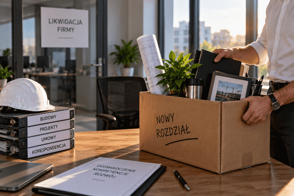 Dokumenty, informacje o realizacjach i ważne kontakty zawodowe najlepiej uporządkować jeszcze wtedy, gdy firma działa i dostęp do nich jest prosty.