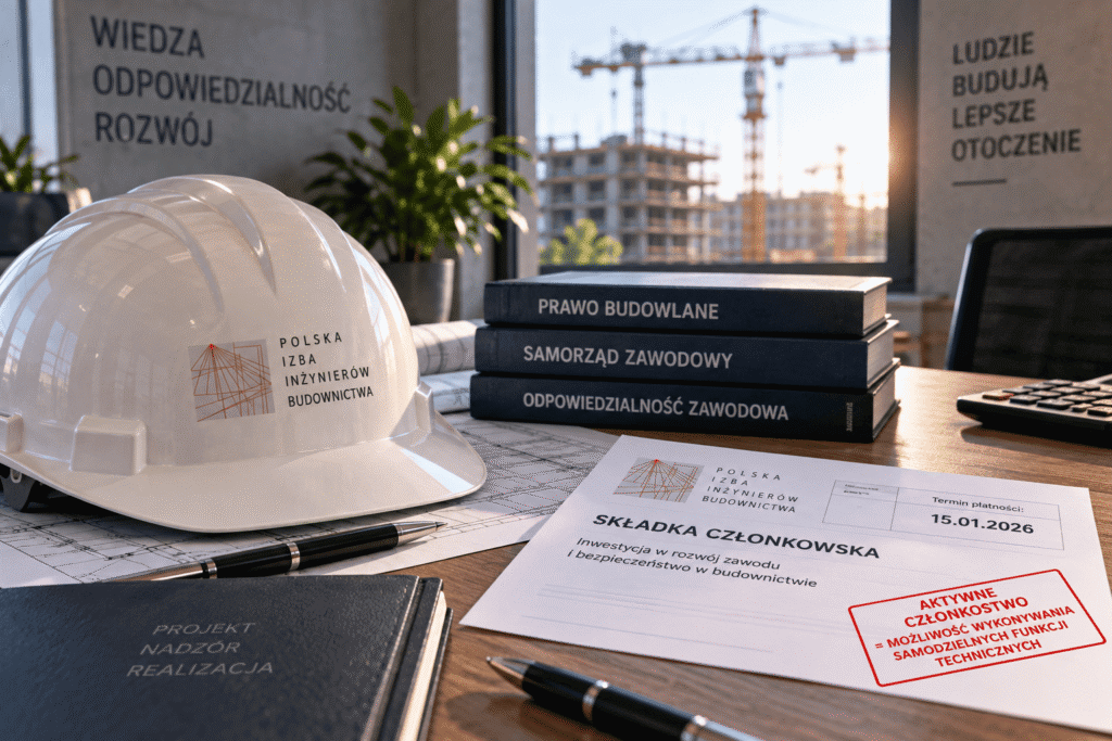 Składka członkowska nie jest jedynie regularną opłatą – status członkostwa w izbie ma bezpośrednie znaczenie dla możliwości wykonywania samodzielnych funkcji technicznych.