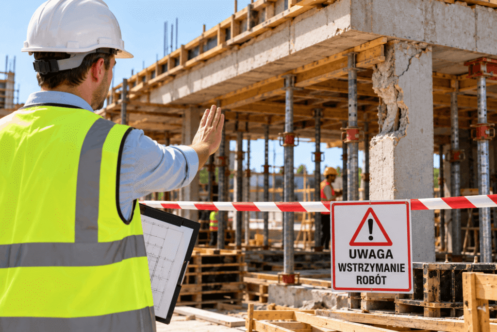 Rozpoznanie niebezpiecznej sytuacji wymaga podjęcia odpowiednich działań zabezpieczających oraz znajomości obowiązków osób odpowiedzialnych za prowadzenie robót.