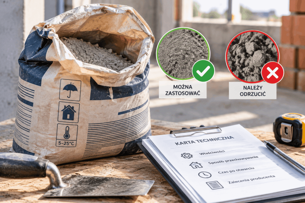 O przydatności produktu do dalszych robót powinny decydować jego właściwości techniczne i zalecenia producenta, a nie wyłącznie wygląd czy pozostały termin ważności.